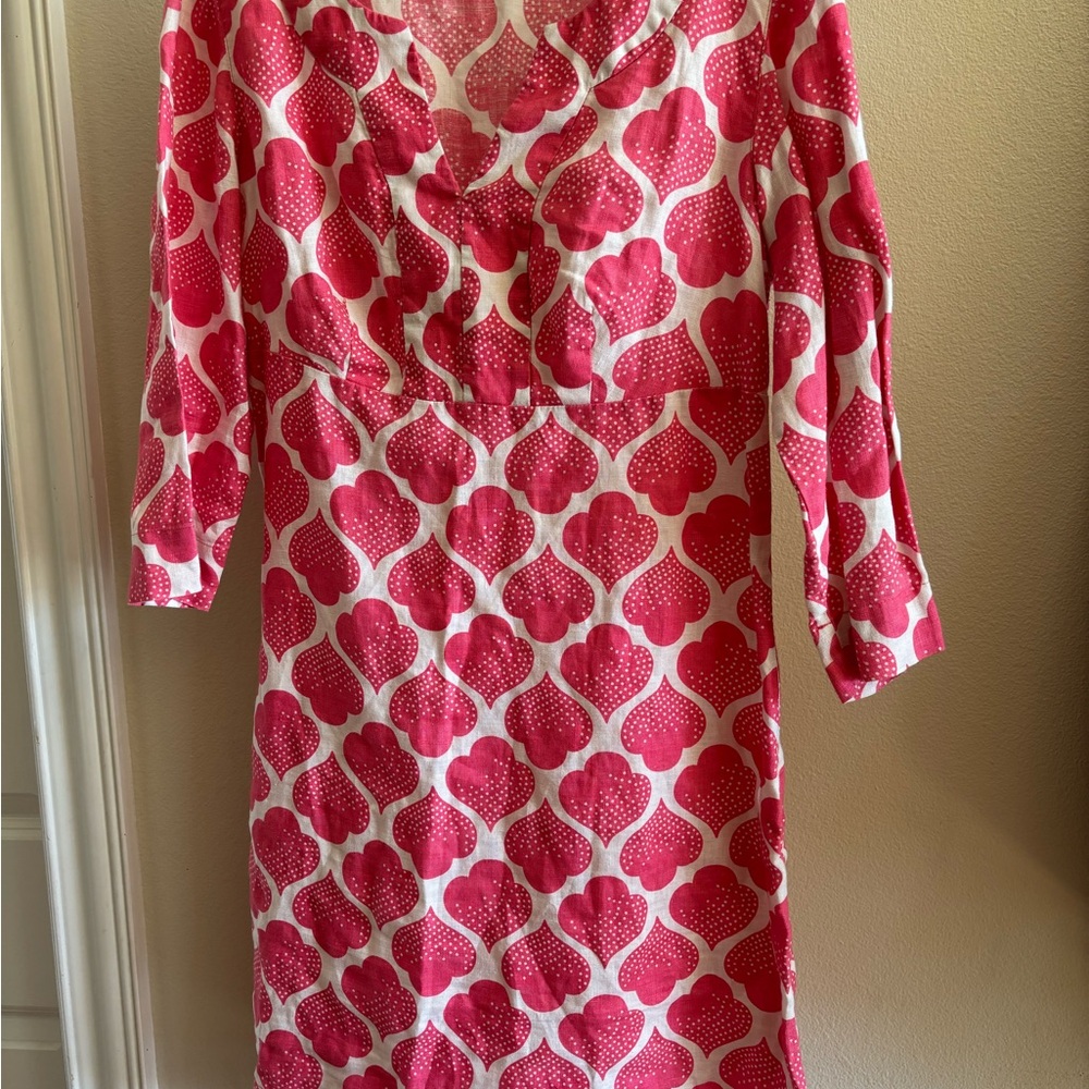 Boden Pink and White Heart Pattern Dress, Size 6